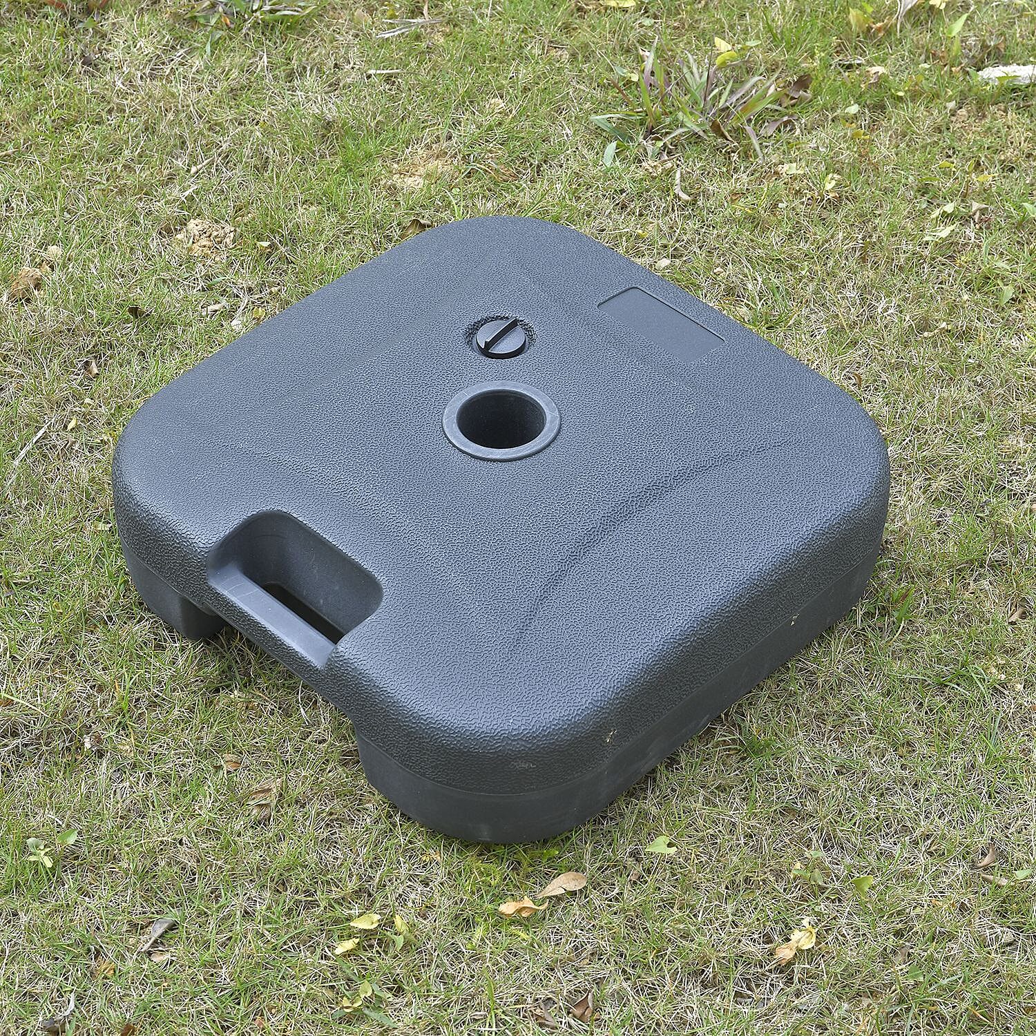 Outdoor Parasol with Solar LED Lights and Solid Base, 2.7m Diameter, 2.5m height - Beige