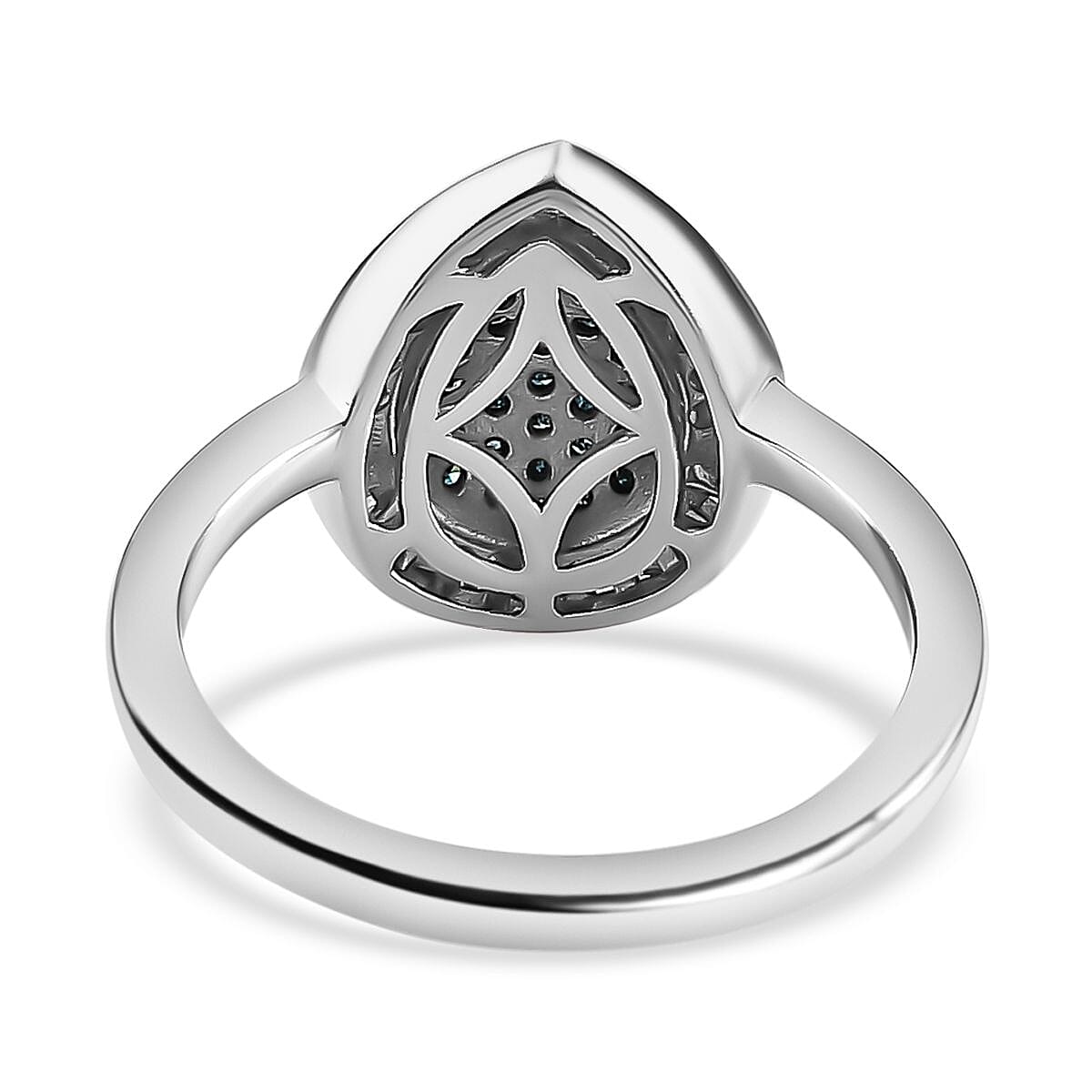 Blue and White Diamond Ring in Platinum Overlay Sterling Silver 0.51 Ct