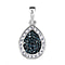 Blue & White Diamond Teardrop Pendant in Platinum Overlay Sterling Silver 0.51 Ct