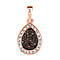 Red & White Diamond Teardrop Pendant in RG Vermeil Plated Sterling Silver 0.50 Ct.