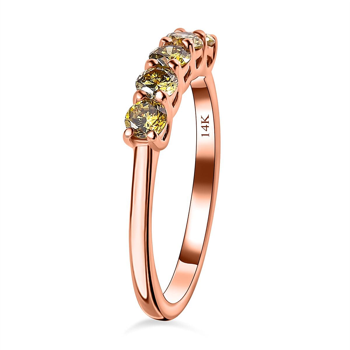 Rare Find -14K Rose Gold Certified Natural Green Diamond I1-I2 Ring 0.50 Ct.