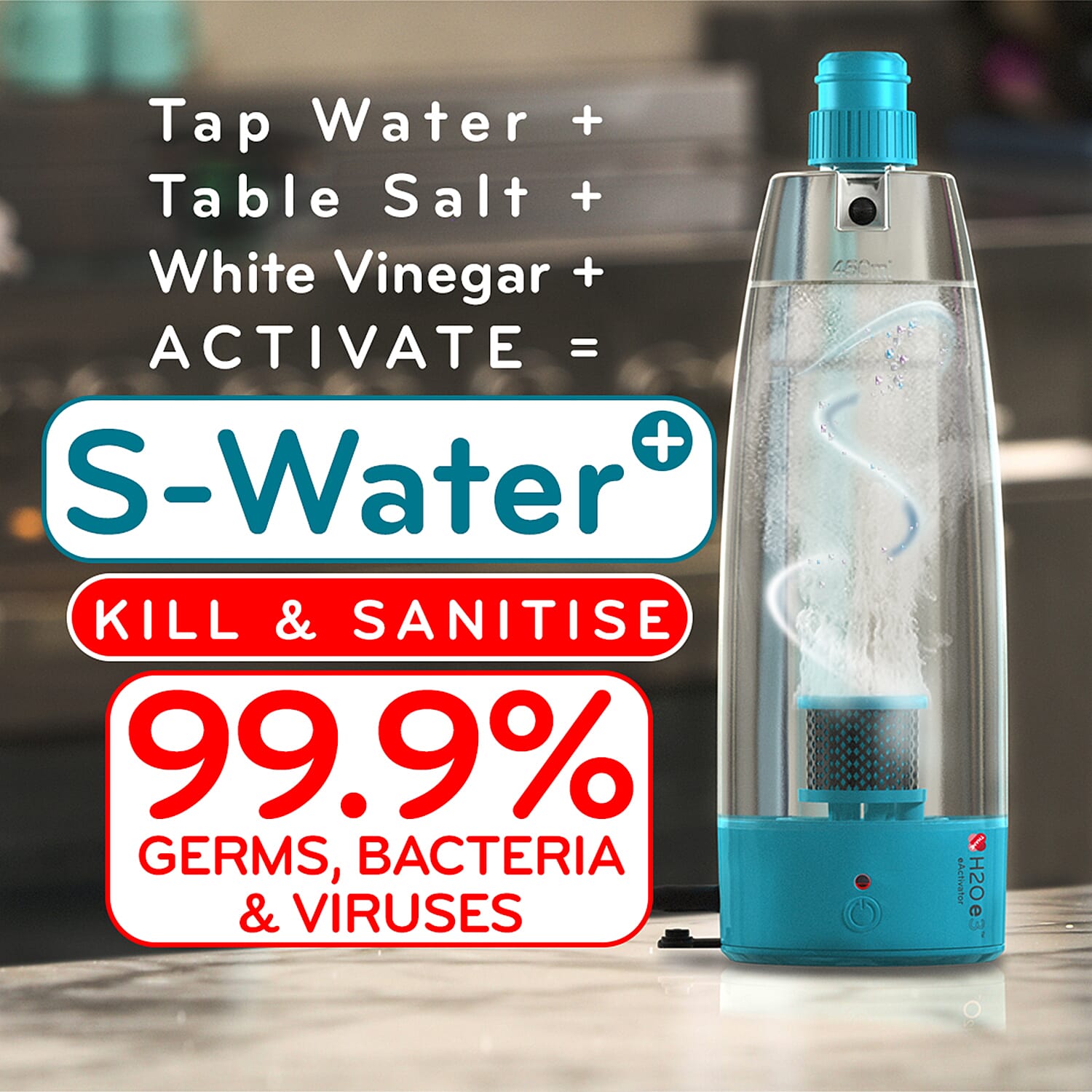 H2O E3 Multi-Purpose Cleaning System with Mop and 3 Floor Cloths, eActivator, PLUS Fruit & Veg eSprayer, eSqueegee, 2 Mini Sprayers, Measuring Spoon