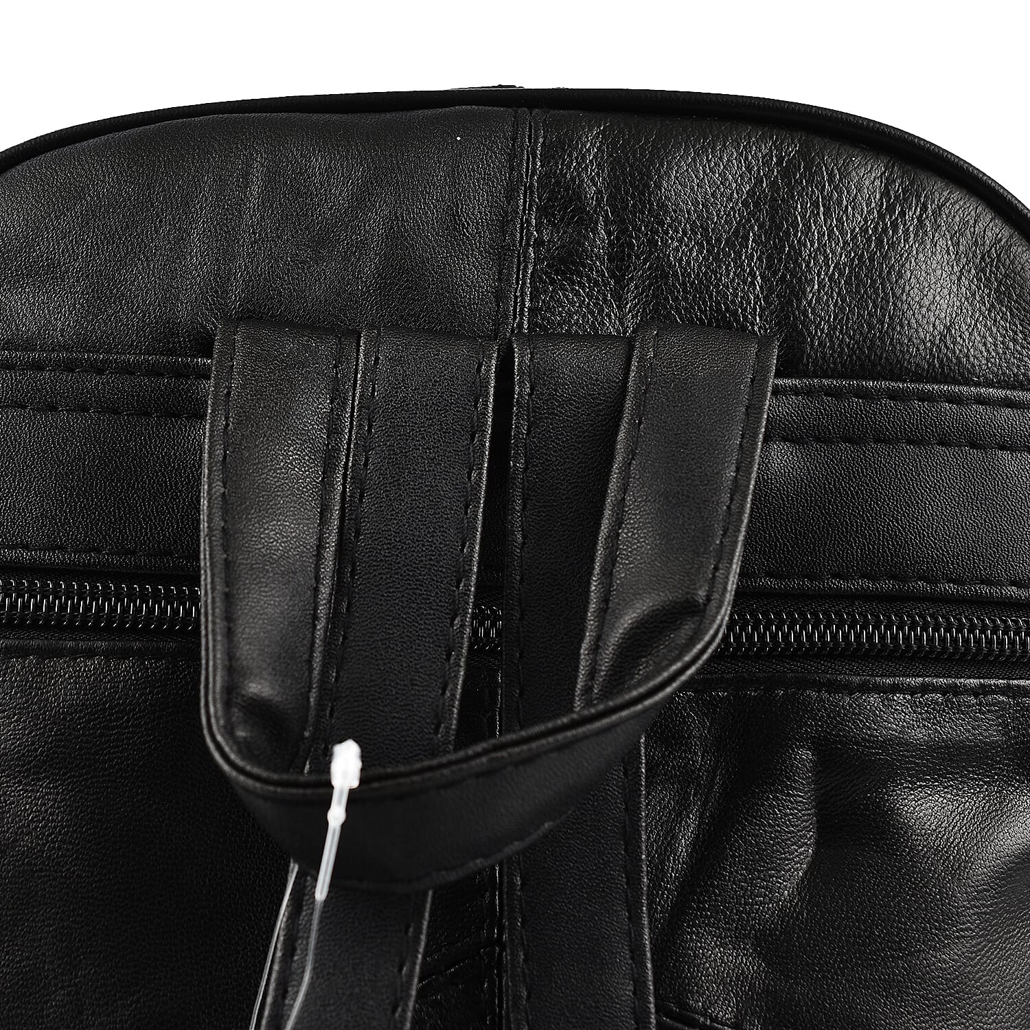 Le Monde Genuine Leather Backpack with Front Zipper Pocket - Adjustable Shoulder Strap - Black