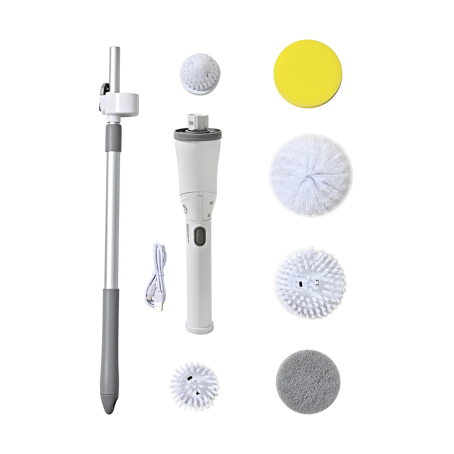Multi-Purpose Cordless Electric Retractable Cleaning Brush (300RPM) - White
