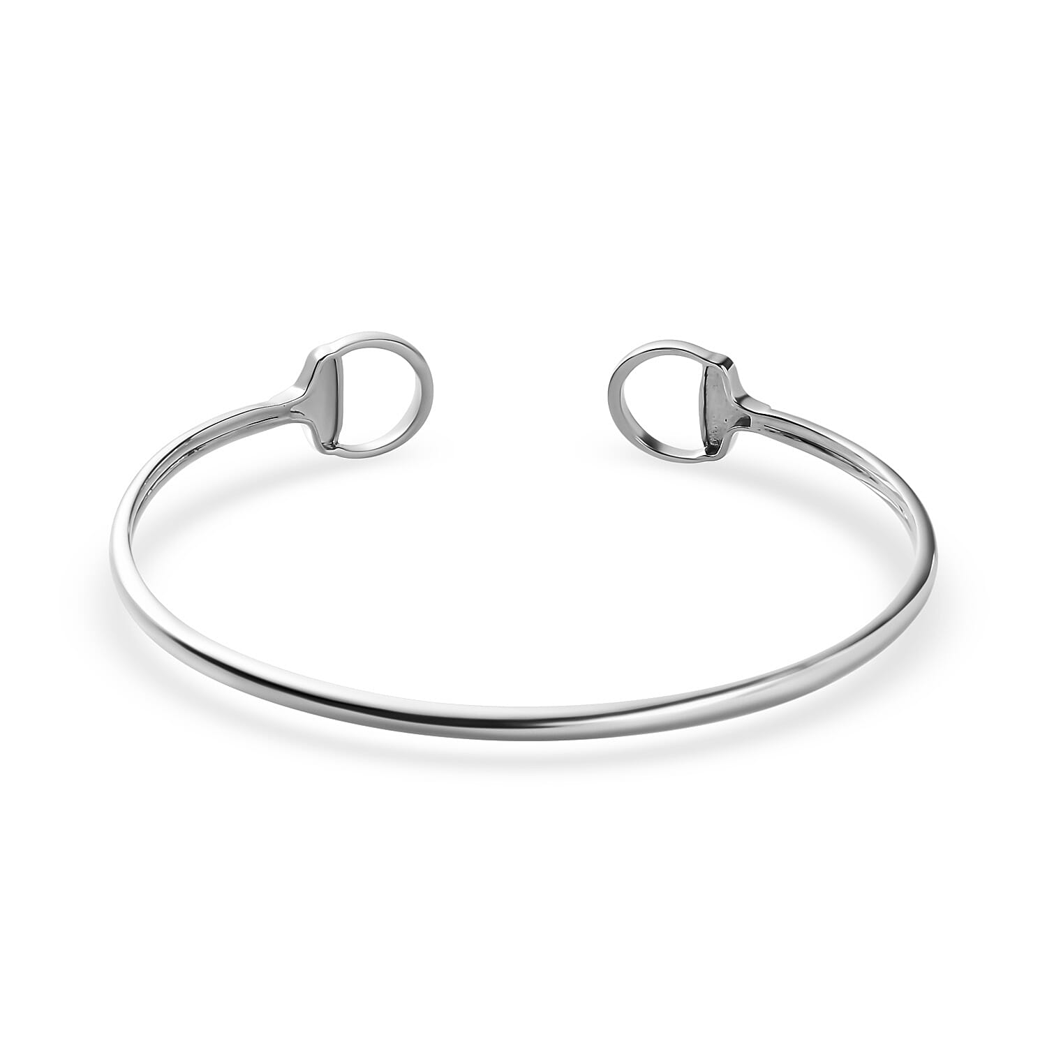 Platinum Overlay Sterling Silver Cuff Bangle, Silver Wt. 7 Gms