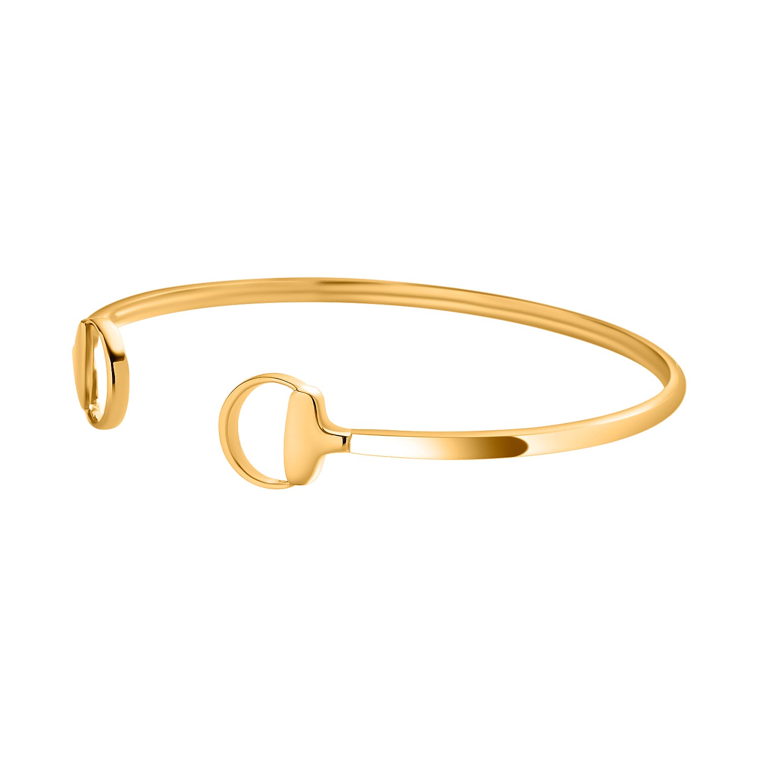 Designer Inspired - 18K Yellow Gold Vermeil Plated Sterling Silver Snaffle Bangle (Size 7.5)