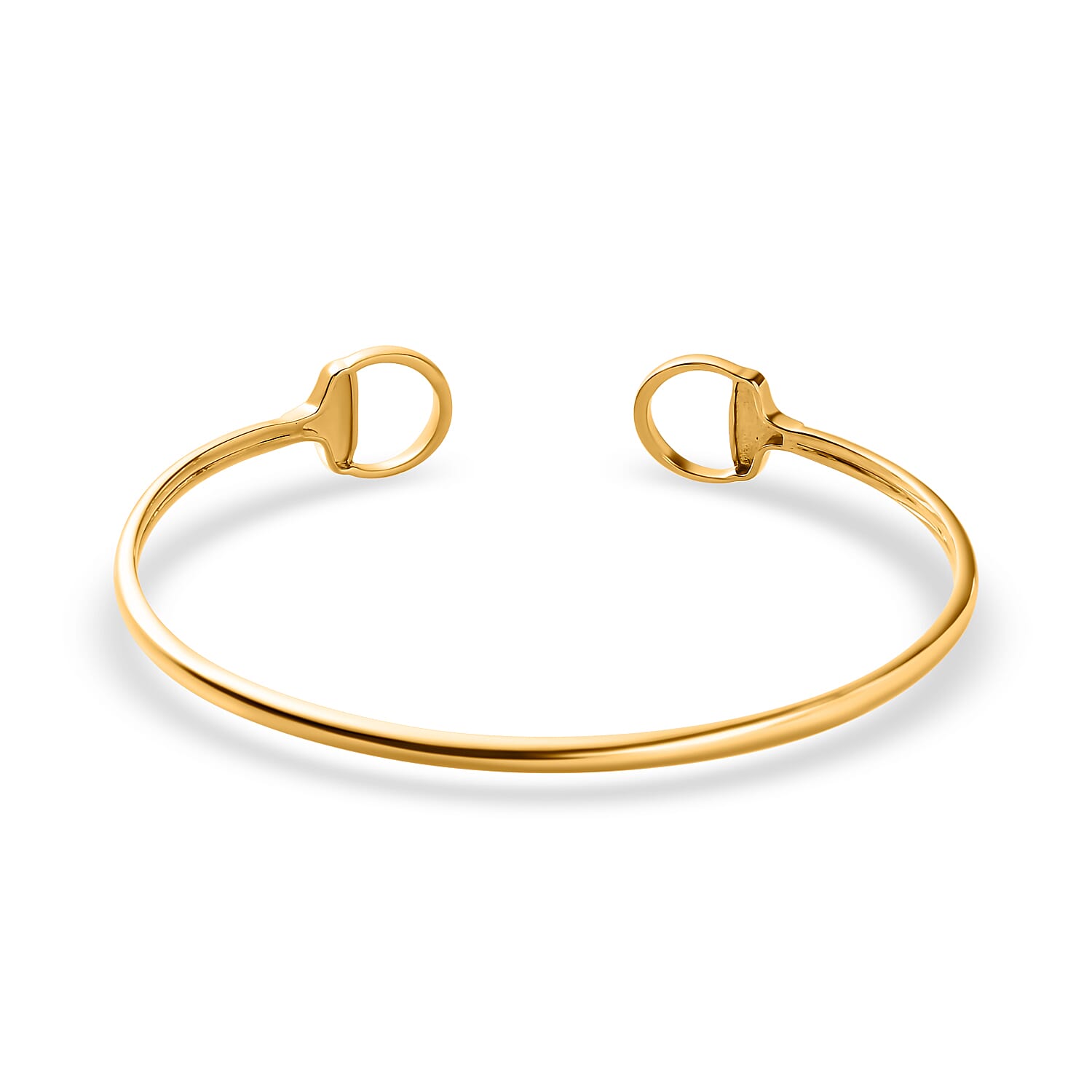 Designer Inspired - 18K Yellow Gold Vermeil Plated Sterling Silver Snaffle Bangle (Size 7.5)