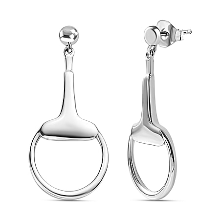 Designer Inspired Platinum Overlay Sterling Silver Snaffle Earrings