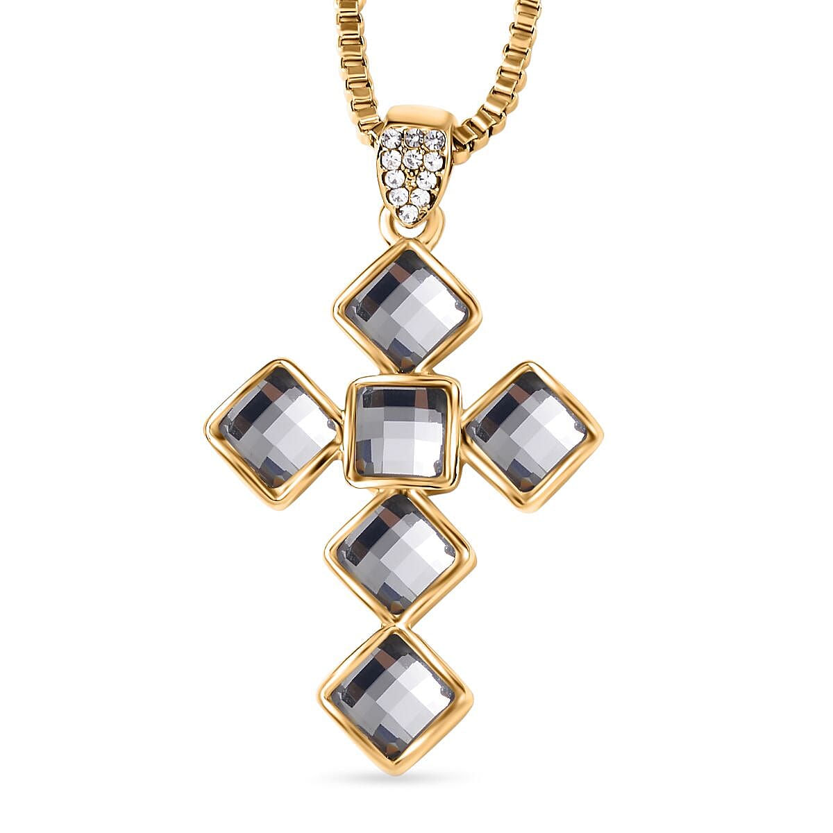  Grey Crystal , White Crystal Necklace (Size - 24) 0.02 ct 0.020 Ct.