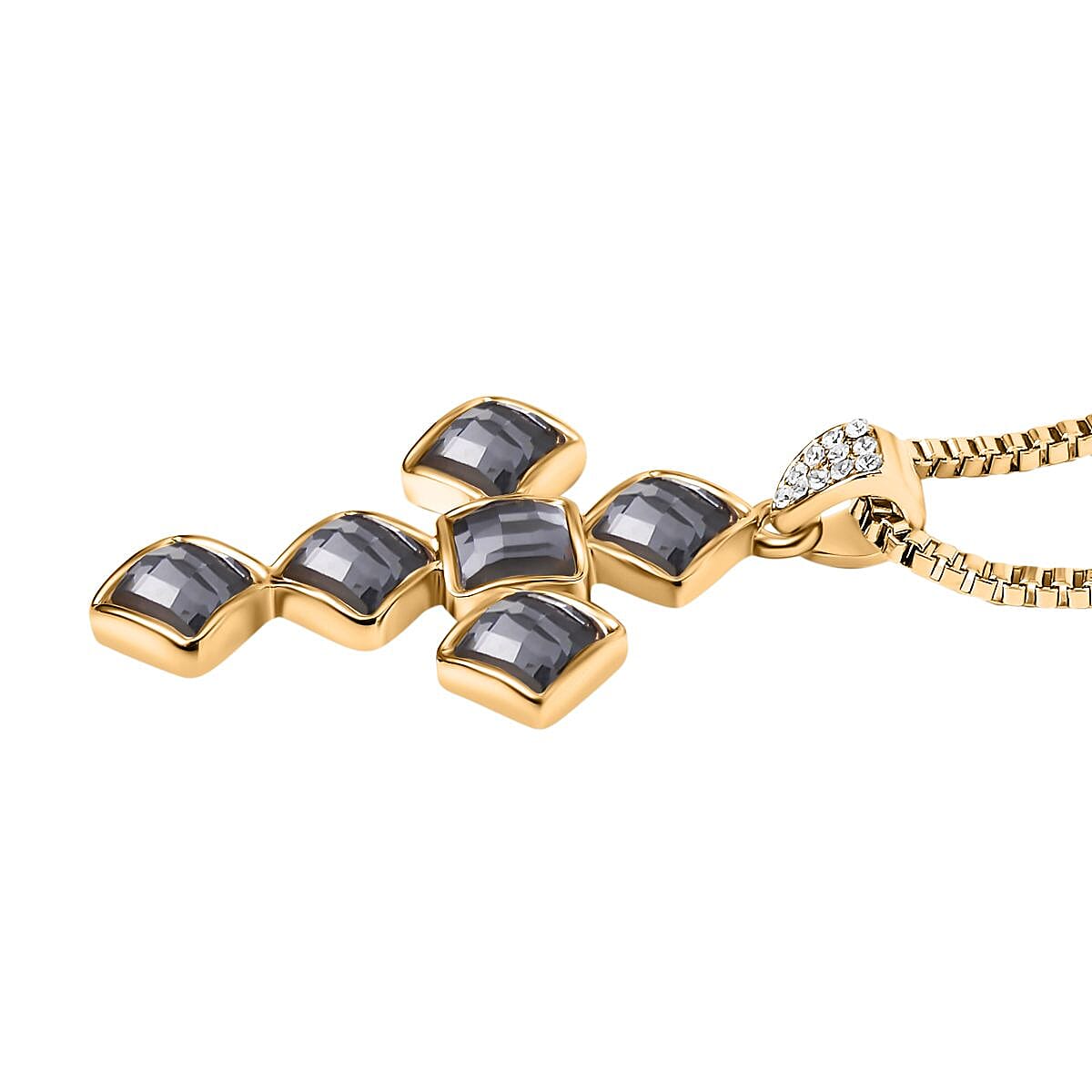  Grey Crystal , White Crystal Necklace (Size - 24) 0.02 ct 0.020 Ct.