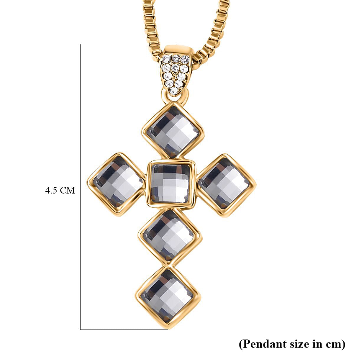  Grey Crystal , White Crystal Necklace (Size - 24) 0.02 ct 0.020 Ct.