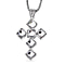 Grey & White Austrian Crystal Cross Necklace (Size - 24) in Silver Tone