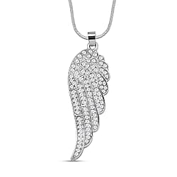 White Austrian Crystal Angel Wing Necklace (Size - 24)