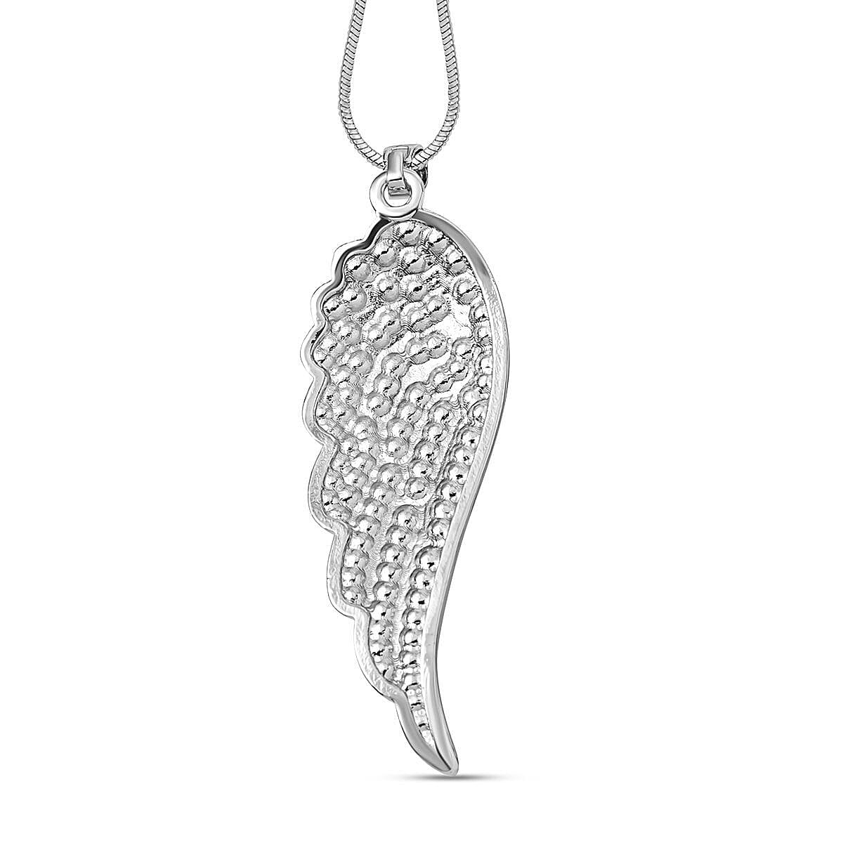 White Austrian Crystal Angel Wing Necklace (Size - 24)