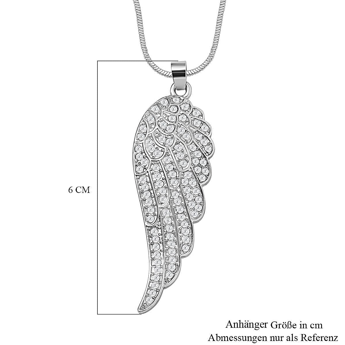 White Austrian Crystal Angel Wing Necklace (Size - 24)