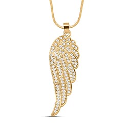 White Austrian Crystal Angel Wing Necklace (Size - 24)
