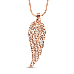 White Austrian Crystal Angel Wing Necklace (Size - 24)