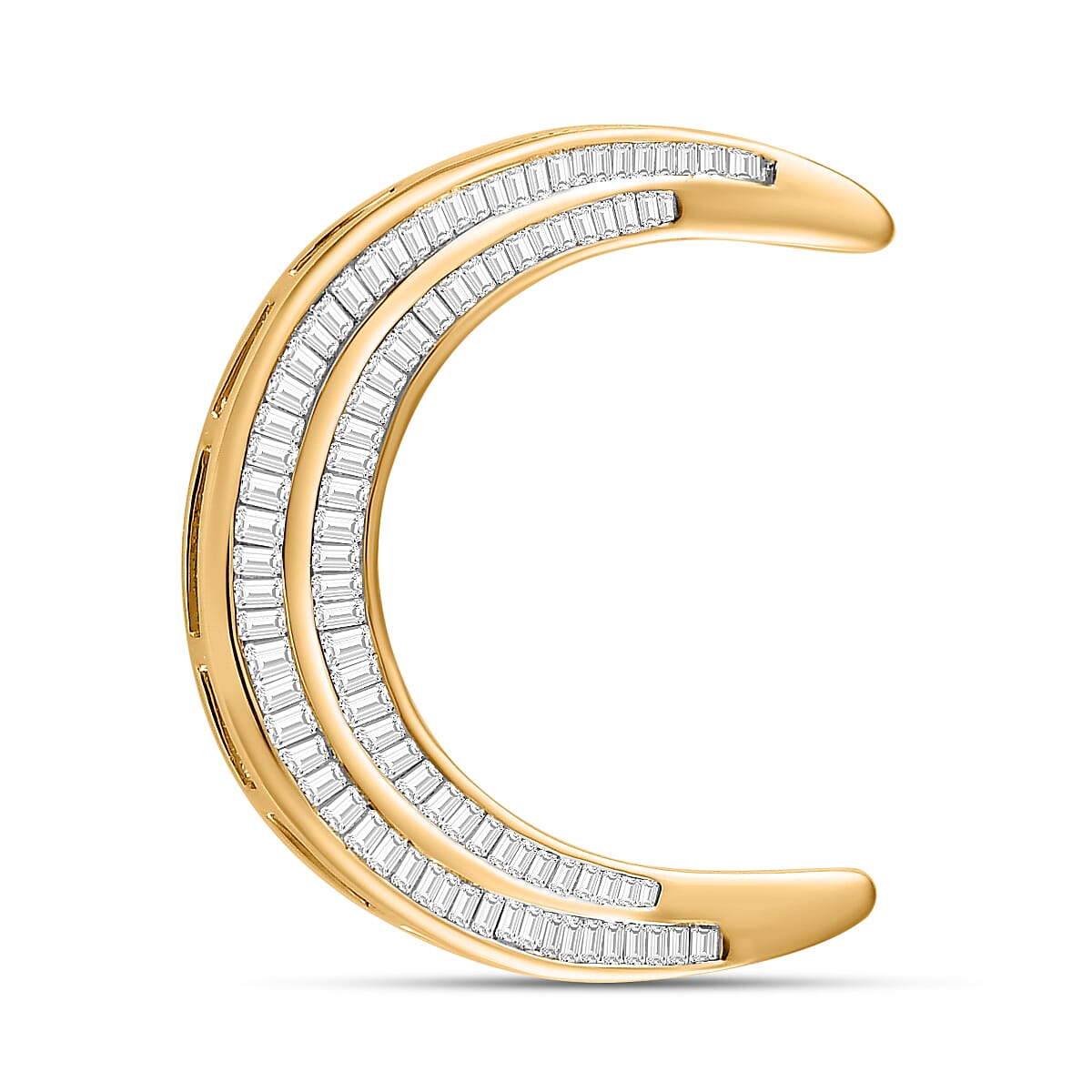 One Time Deal - 9K Yellow Gold White Diamond (G-H) Moon Pendant 1.00 Ct