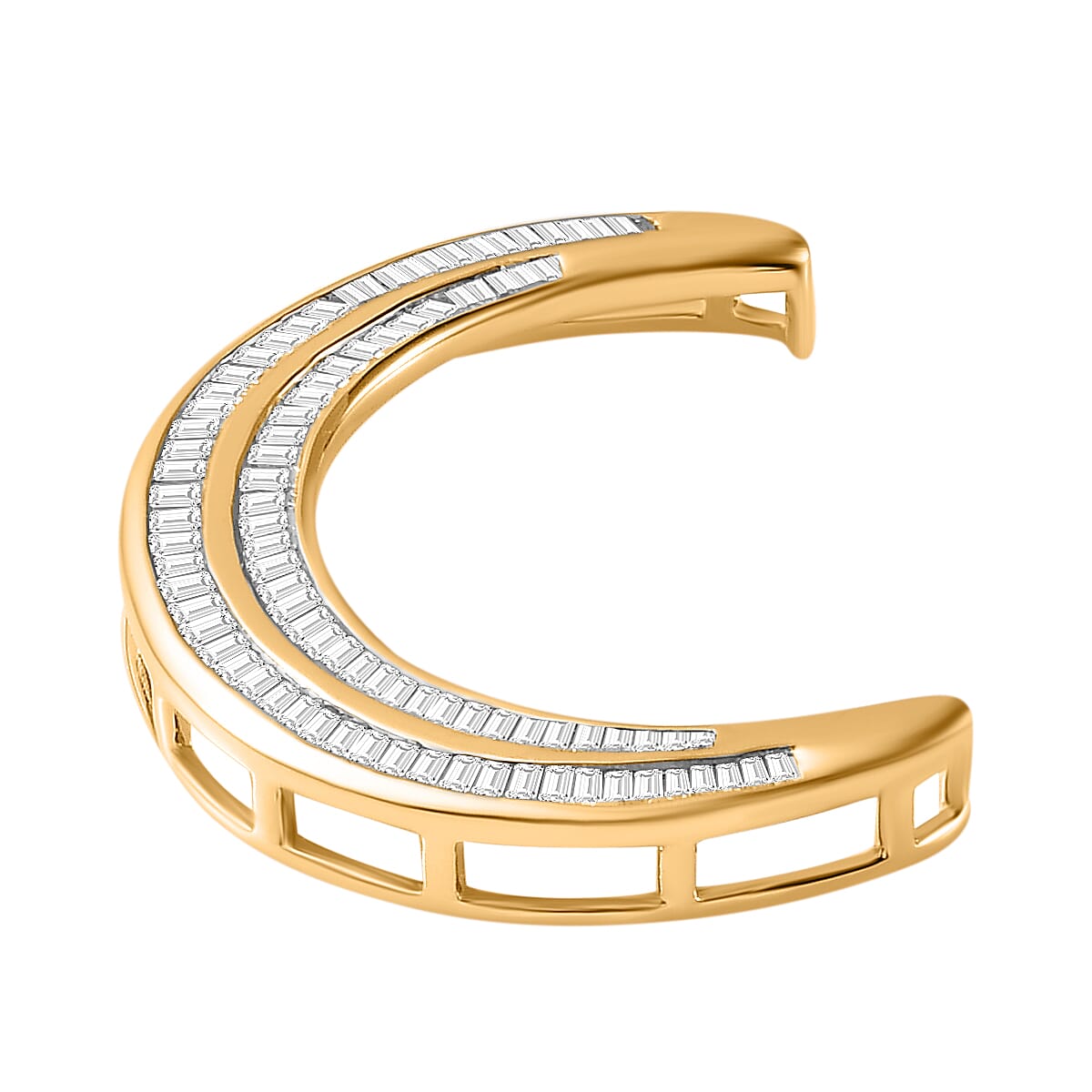 One Time Deal - 9K Yellow Gold White Diamond (G-H) Moon Pendant 1.00 Ct