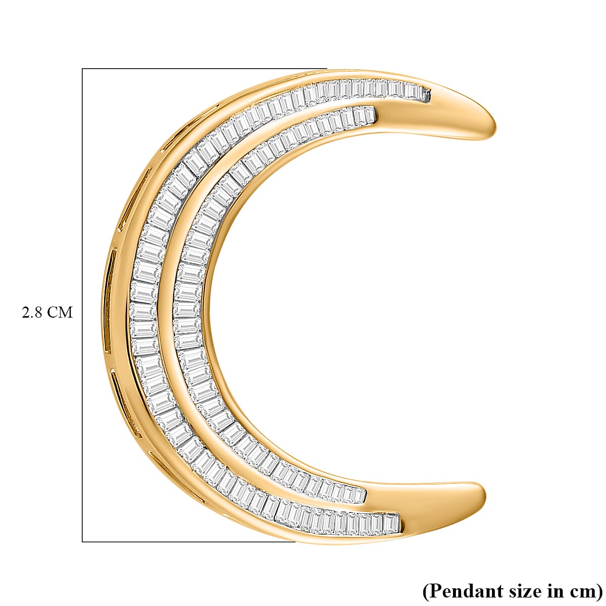 One Time Deal - 9K Yellow Gold White Diamond (G-H) Moon Pendant 1.00 Ct