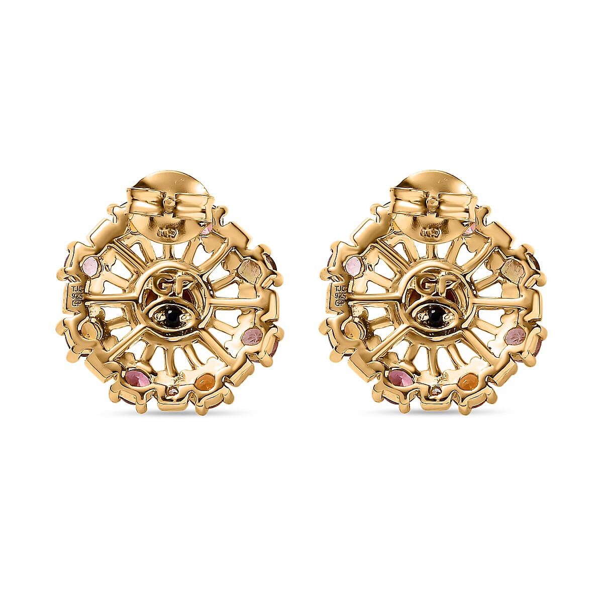 GP Celestial Dream Collection - Citrine, Natural Zircon & Multi-Tourmaline Cluster Stud  Earrings in 18K Vermeil YG Plated Sterling Silver Silver Wt. 5.55 Gms