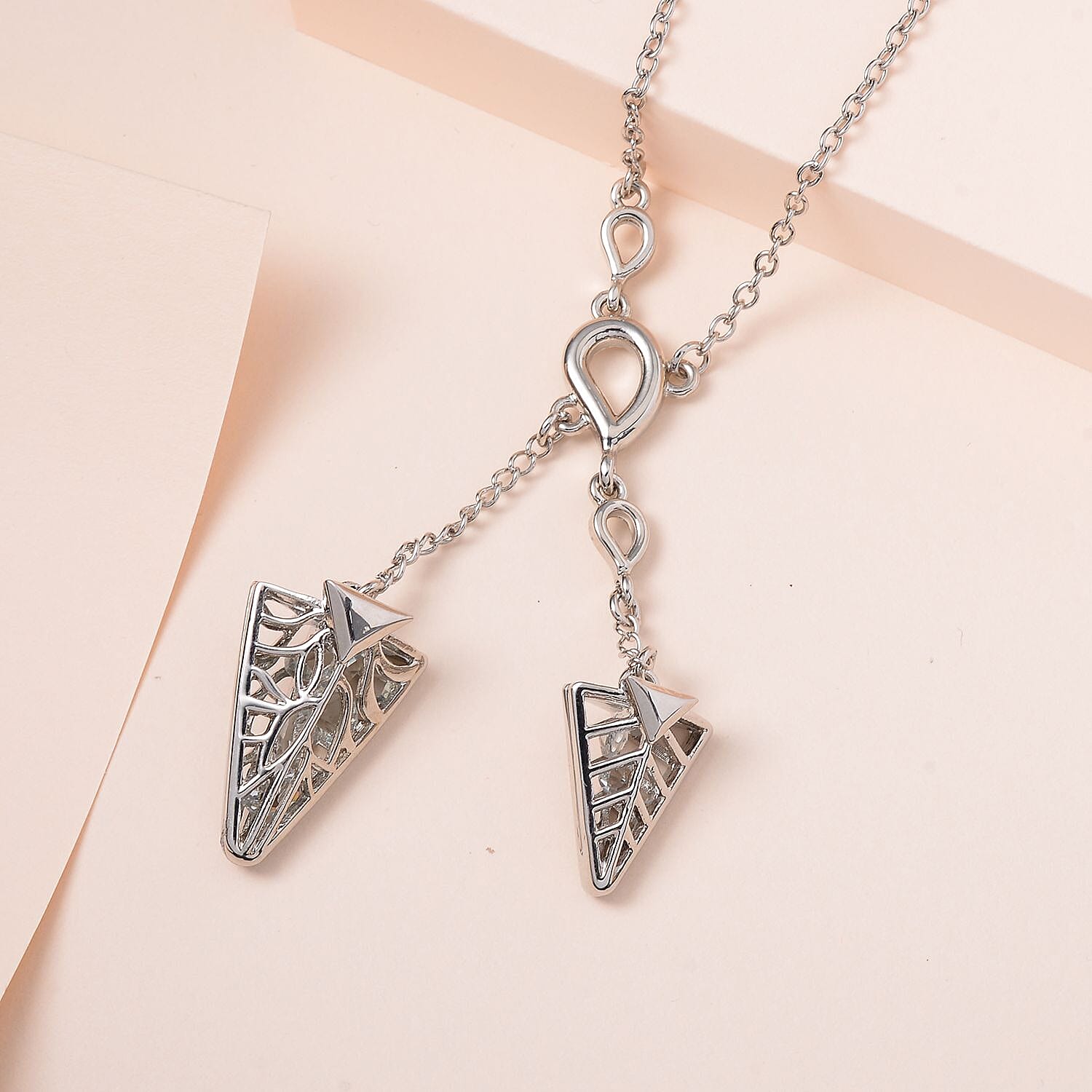 White Austrian Crystal Triangle Necklace (Size - 24)