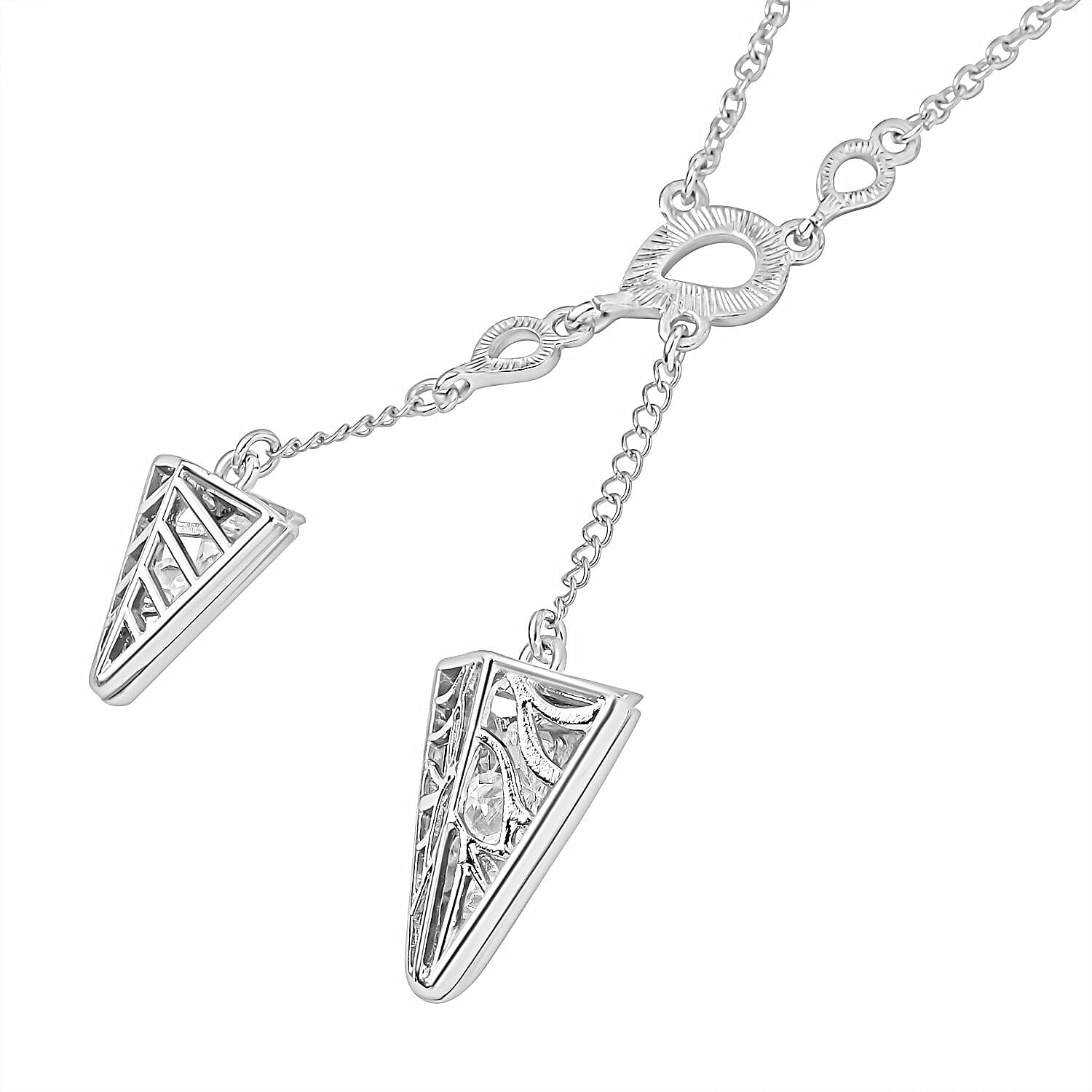 White Austrian Crystal Triangle Necklace (Size - 24)