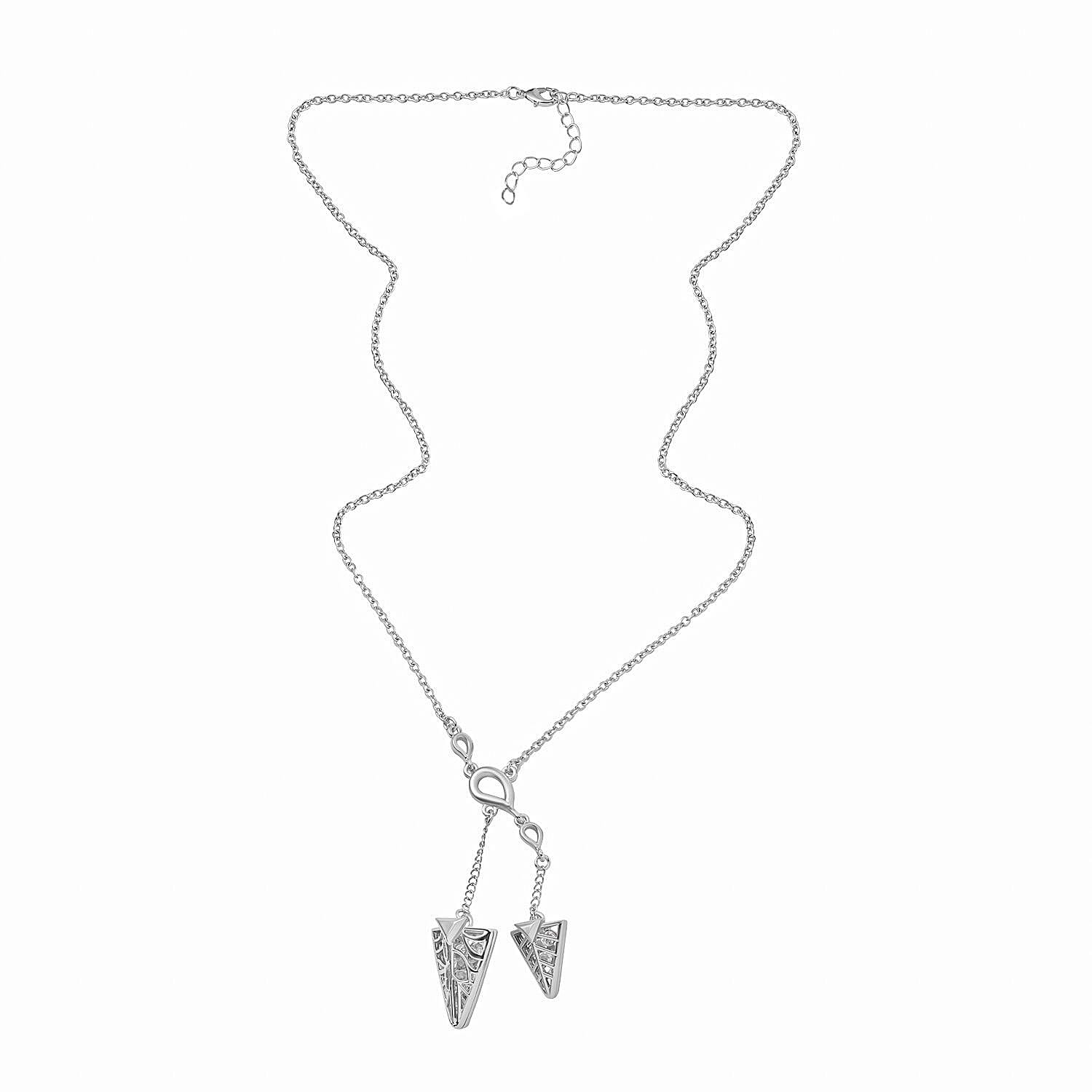 White Austrian Crystal Triangle Necklace (Size - 24)