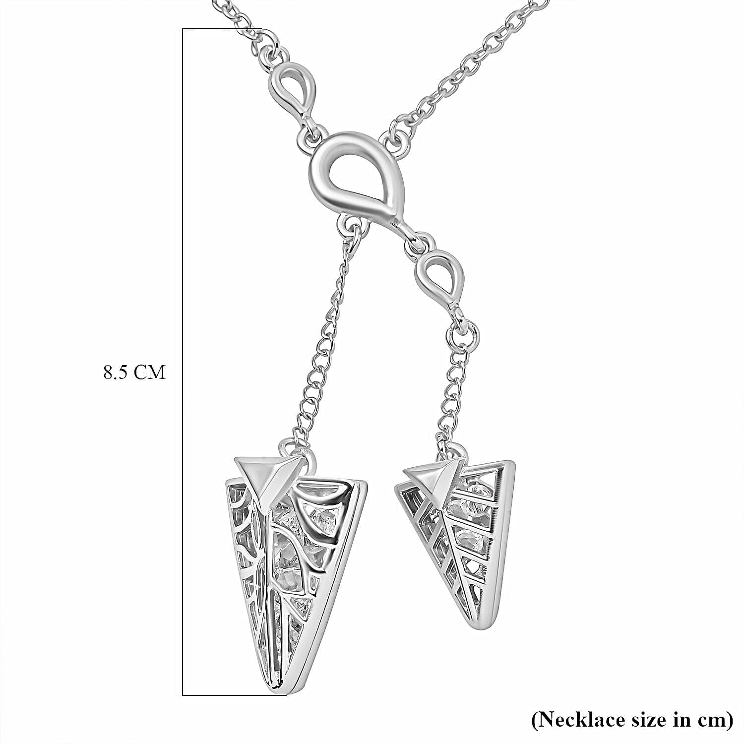 White Austrian Crystal Triangle Necklace (Size - 24)