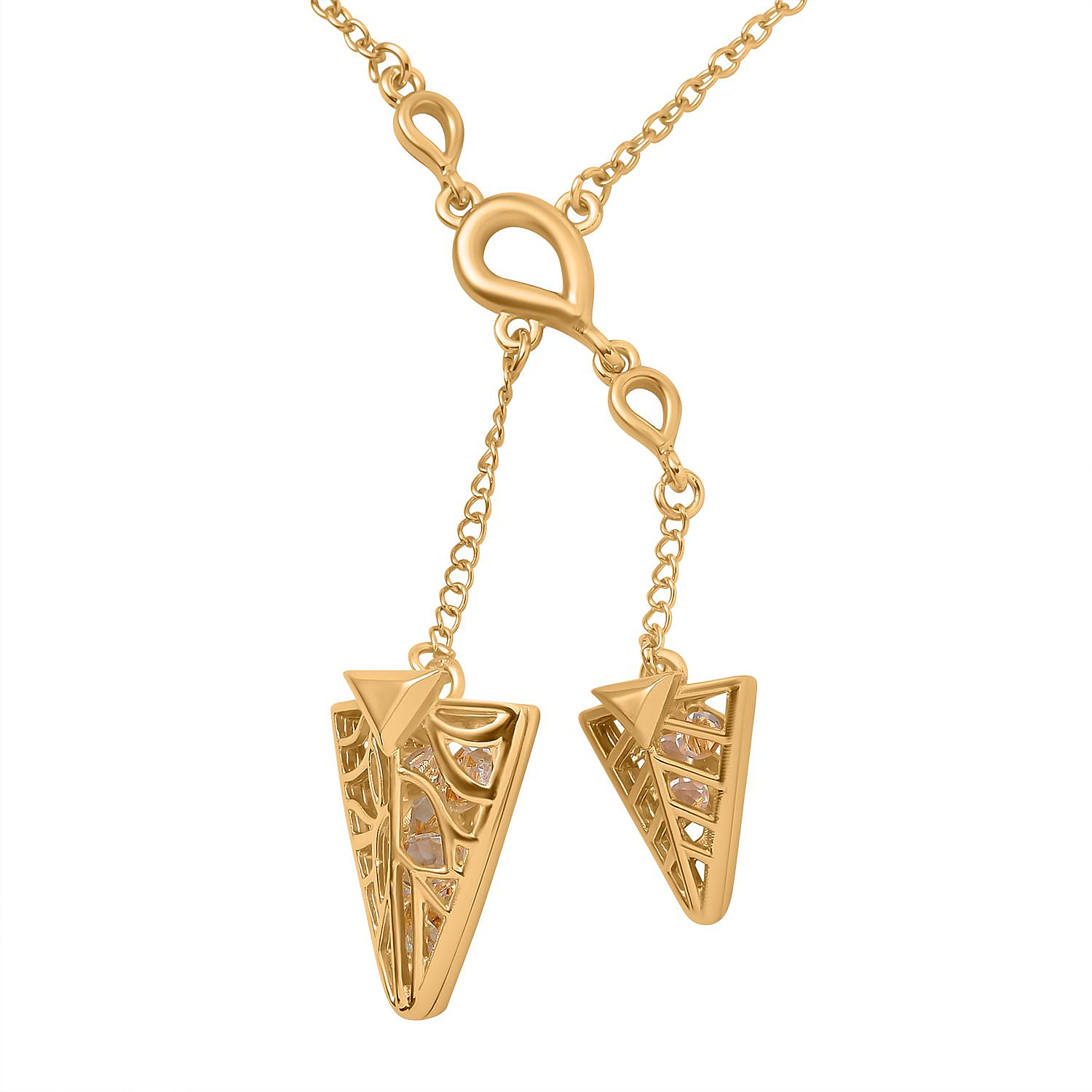 White Austrian Crystal Triangle Necklace (Size - 24)