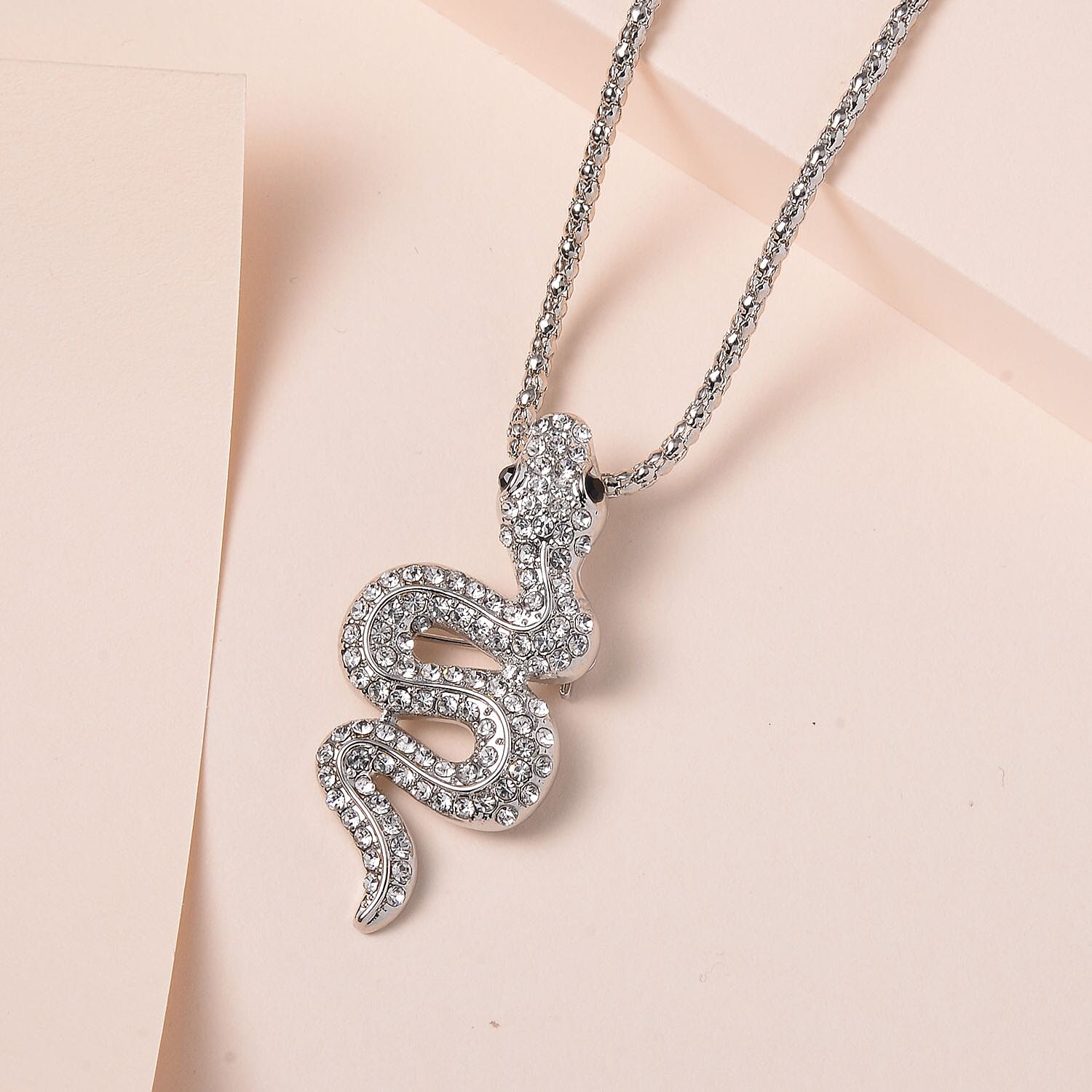 Serpent Crystal Snake Necklace (Size - 24)