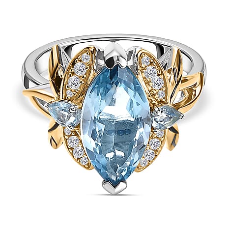 GP Italian Garden Collection - Skyblue Topaz & Natural Zircon Ring in Sterling Silver 5.25 Ct GP Italian Garden Collection - Skyblue Topaz & Natural Zircon Ring in Sterling Silver 5.25 Ct