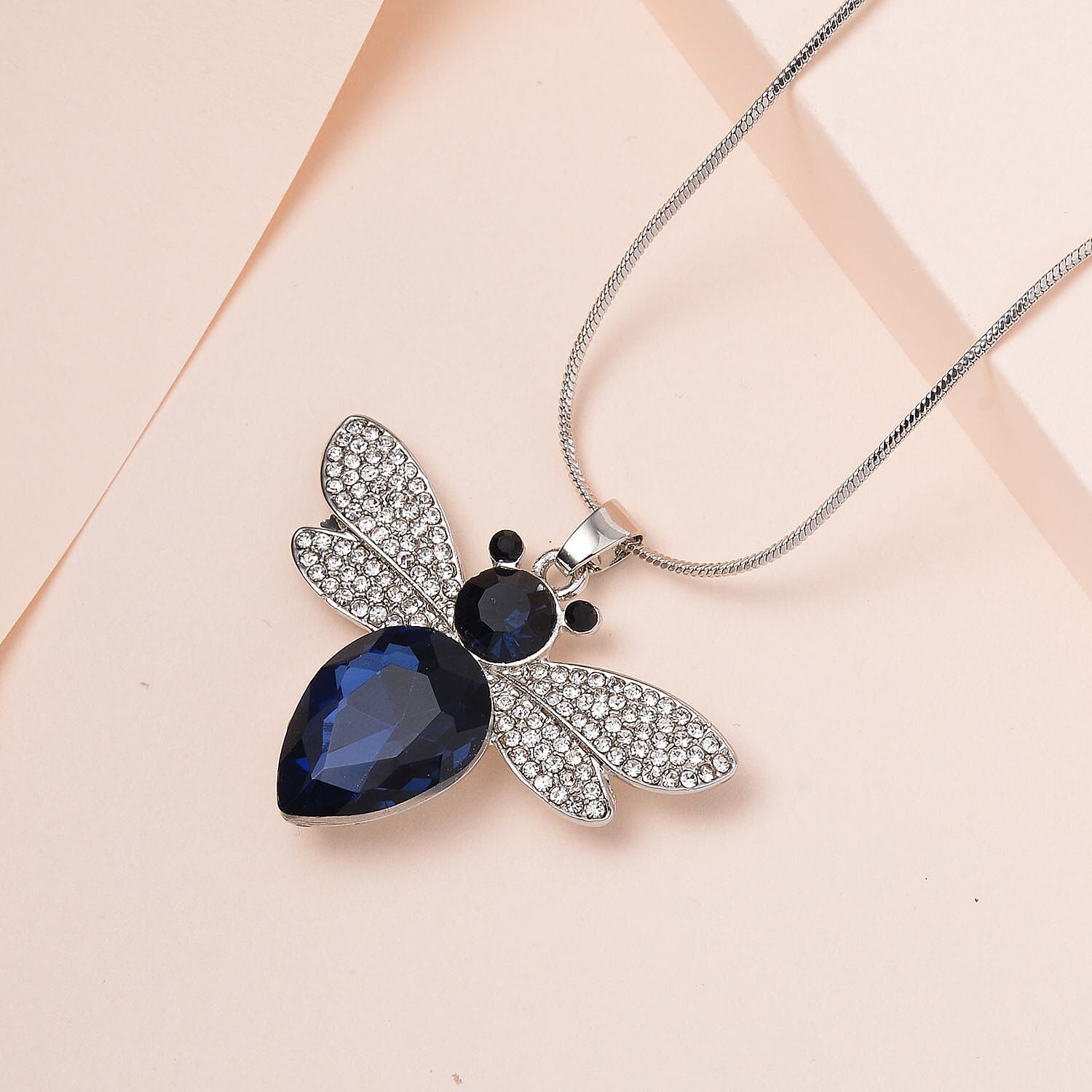 Multi Colour Austrain Crystal Bee Necklace (Size - 24-2 Inch Ext.)