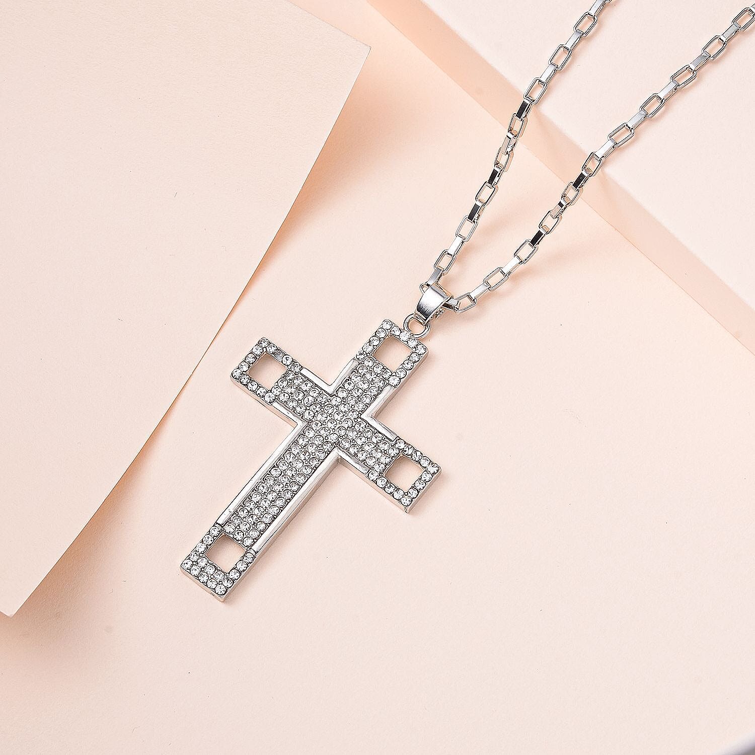  White Crystal Necklace (Size - 24) 0.01 ct 0.010 Ct.