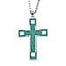 Green Austrian Crystal Cross Necklace (Size - 24-2 inch Ext.)