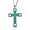 Green Austrian Crystal Cross Necklace (Size - 24-2 inch Ext.)