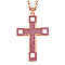 Pink Austrian Crystal Cross Necklace (Size - 24) in Rose Gold Tone