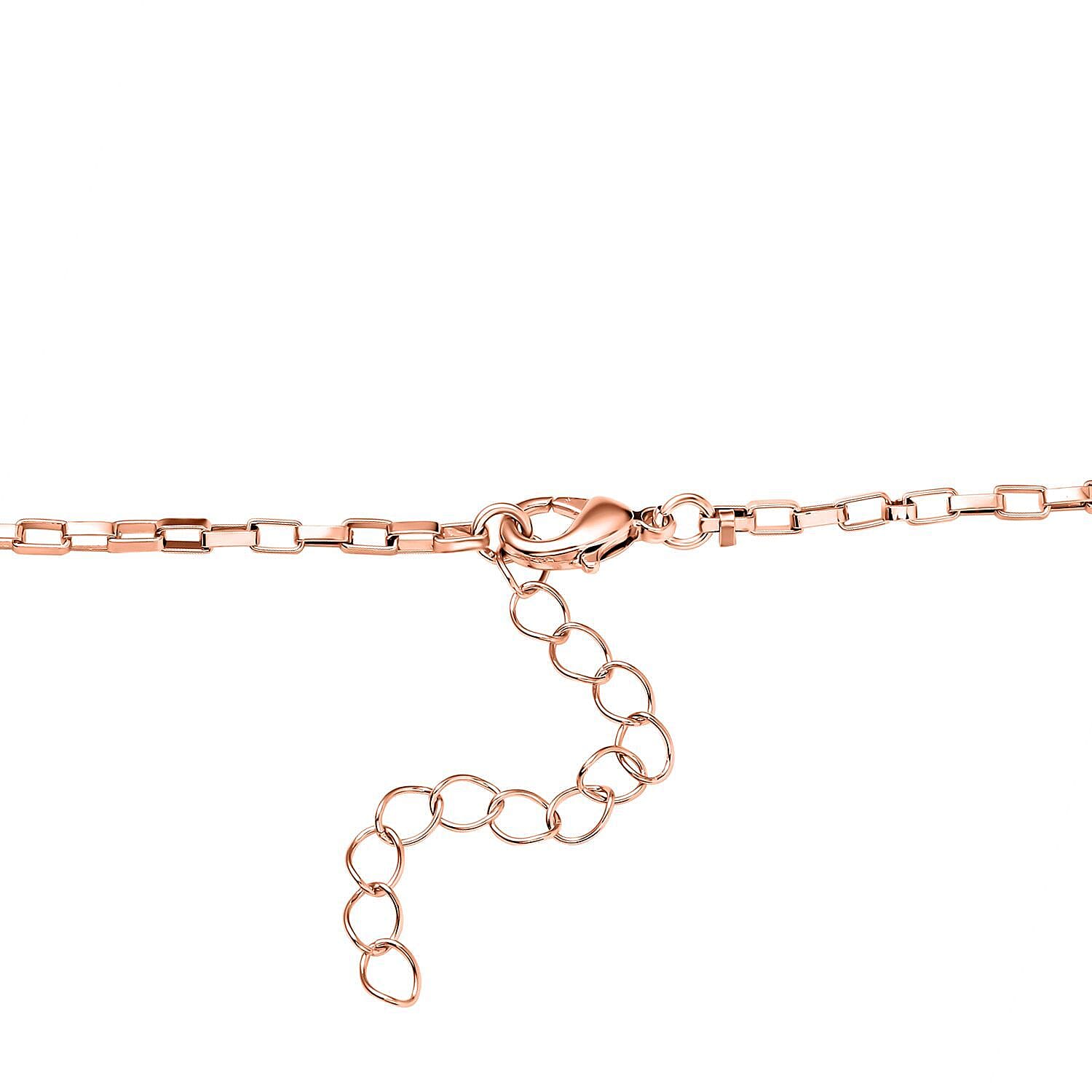 Pink Austrian Crystal Cross Necklace (Size - 24) in Rose Gold Tone
