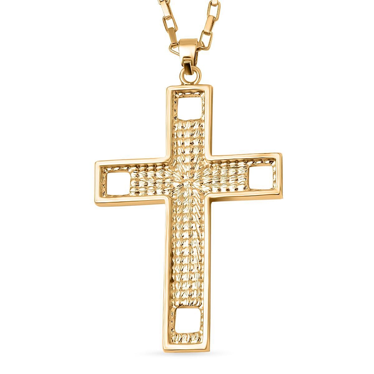 Simulated Mystic Austrian White Crystal Cross Necklace (Size - 24)