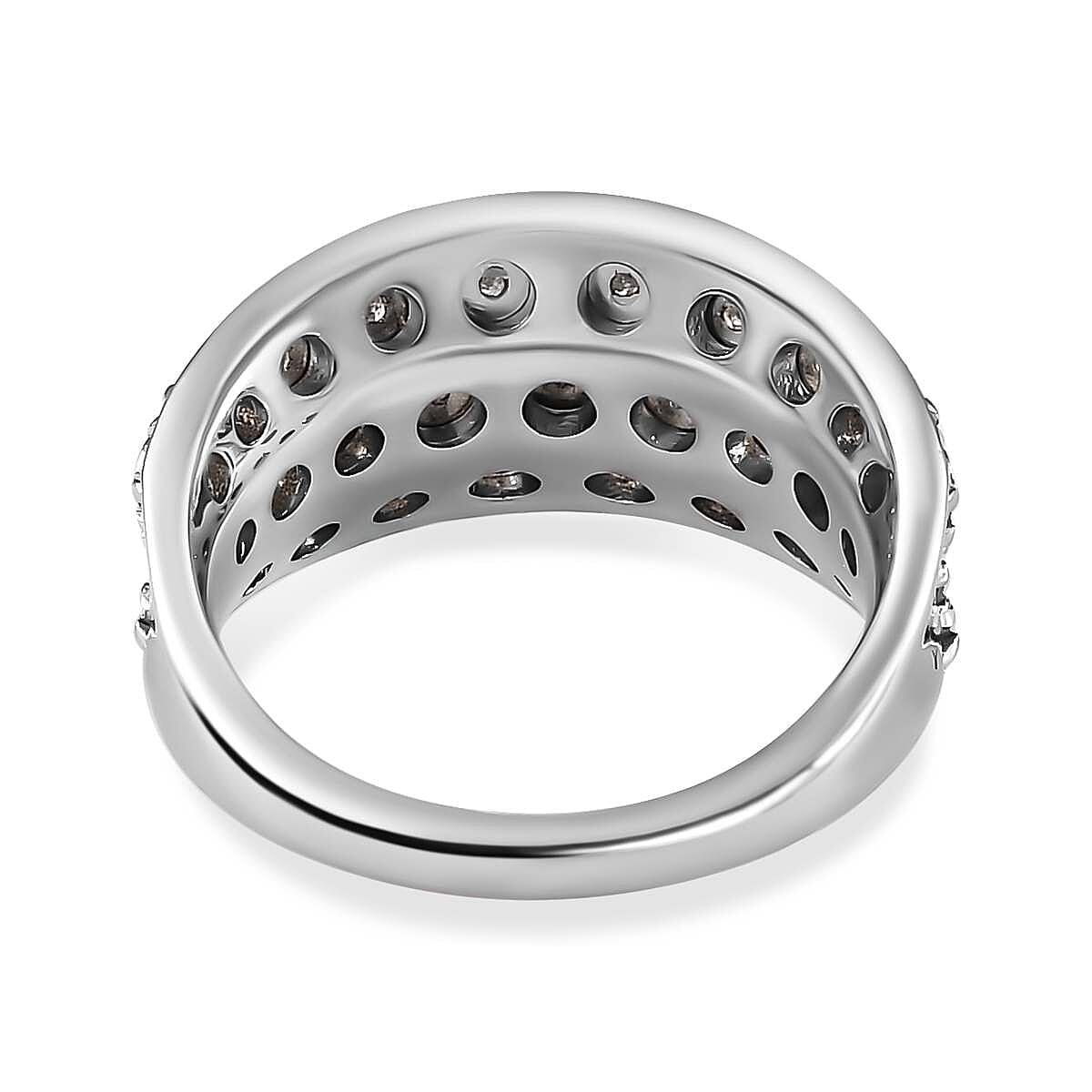 Diamond Half-Eternity Cluster Ring in Platinum Overlay Sterling Silver