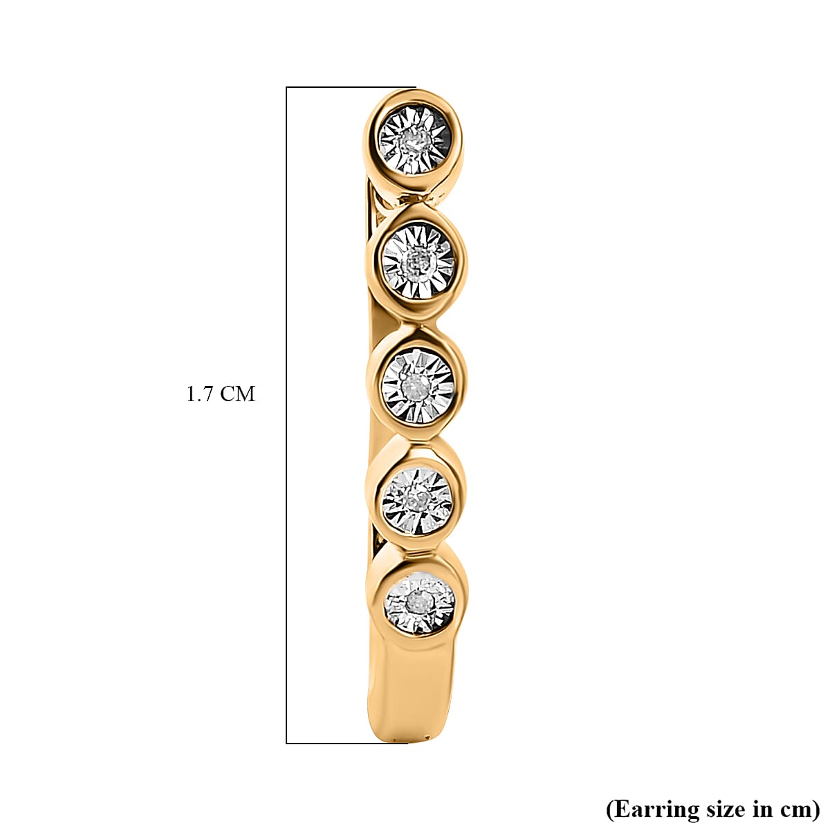 One Time Close Out Deal - Diamond Earrings with Clasp in 18K Vermeil Yellow Gold Plated Sterling Silver