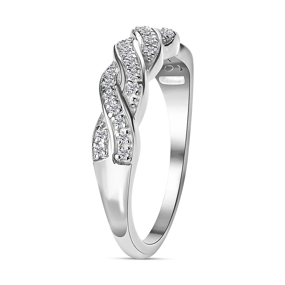Diamond Half-Eternity Ring in Platinum Overlay Sterling Silver 0.15 Ct