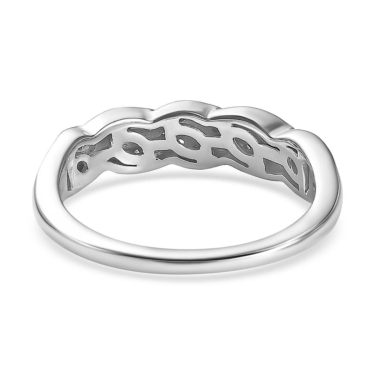Diamond Half-Eternity Ring in Platinum Overlay Sterling Silver 0.15 Ct