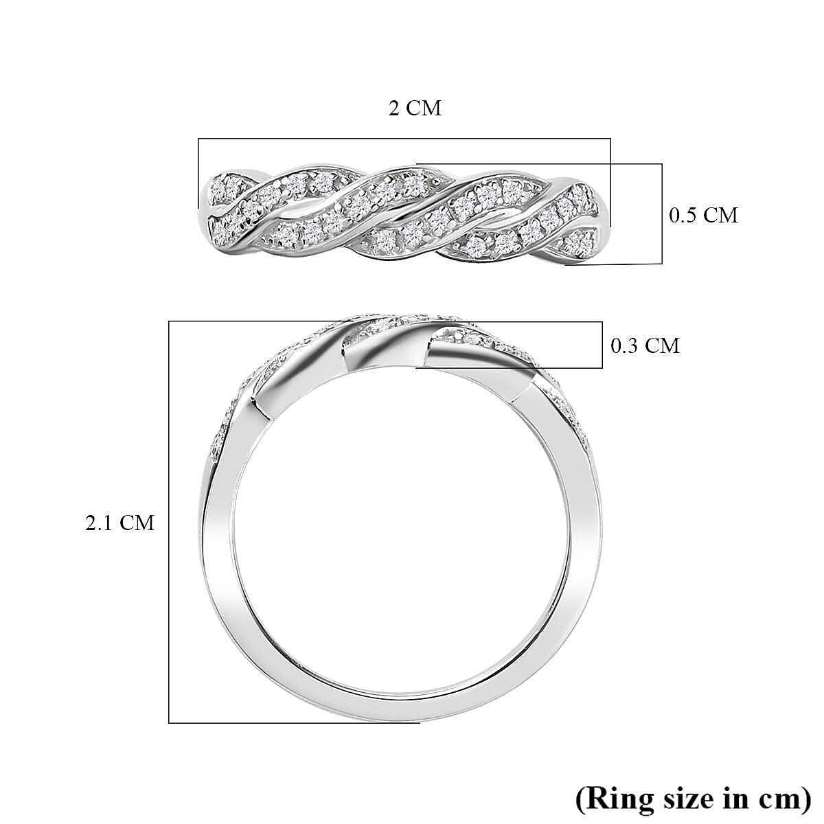 Diamond Half-Eternity Ring in Platinum Overlay Sterling Silver 0.15 Ct