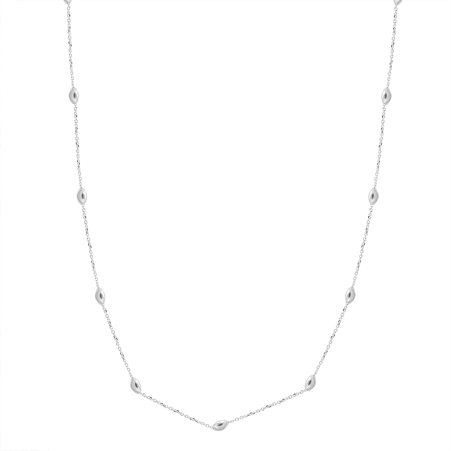 Designer Inspired-Sterling Silver Station Necklace (Size - 20)