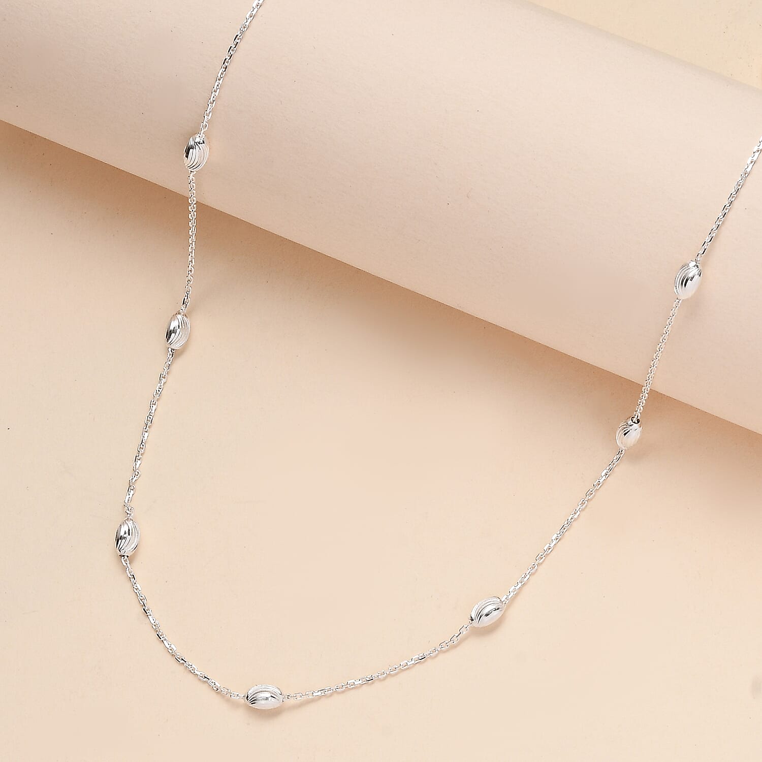 Designer Inspired-Sterling Silver Station Necklace (Size - 20)