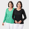 TAMSY Set of 2 Long Sleeve Classic V Neck T-Shirt - Black & Green