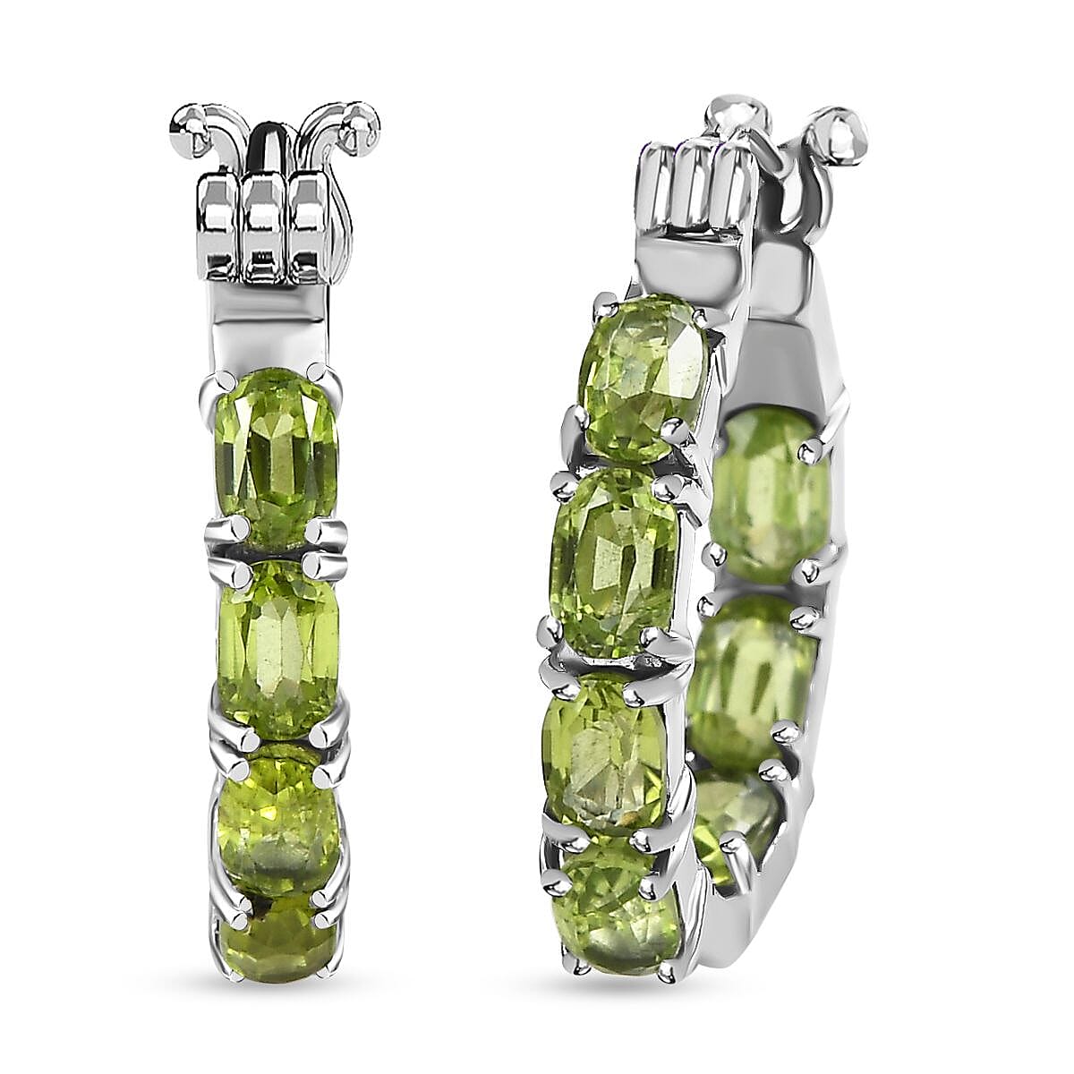 Hebei Peridot Hoop Earrings with Clasp 9.87 Ct.