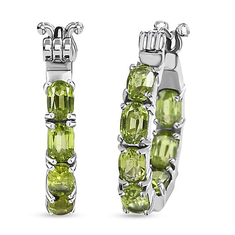 Hebei Peridot Hoop Earrings with Clasp 9.87 Ct.