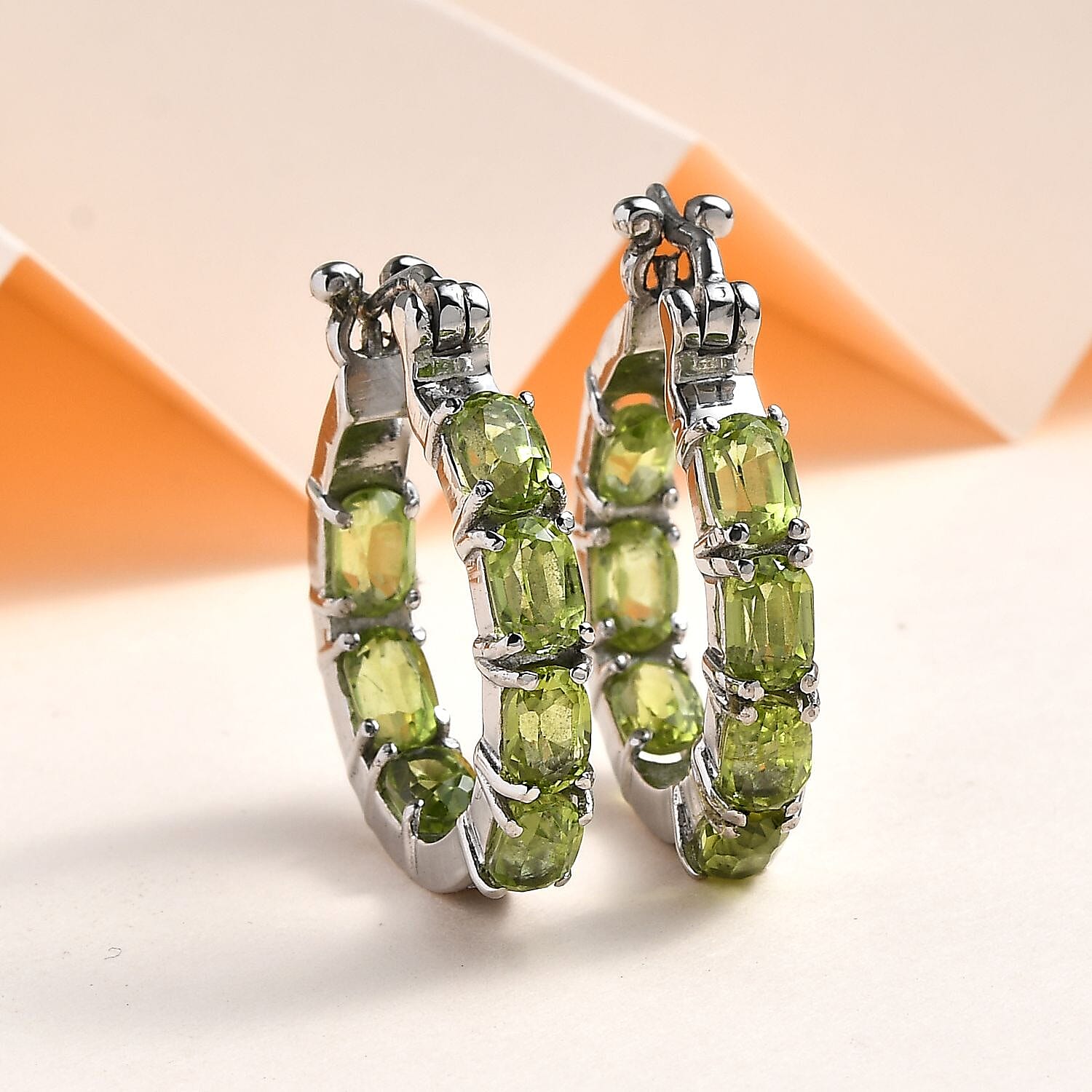 Hebei Peridot Hoop Earrings with Clasp 9.87 Ct.